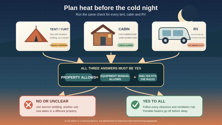 Cold-night glamping: a safer heat plan for RV, tent and cabin groups