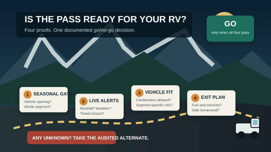 How to verify an RV route across a seasonal mountain pass