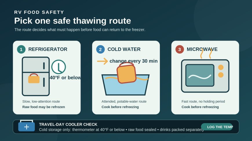 How to thaw frozen food safely in an RV