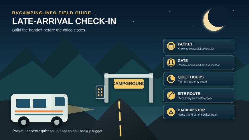 The late-arrival RV campground check-in plan