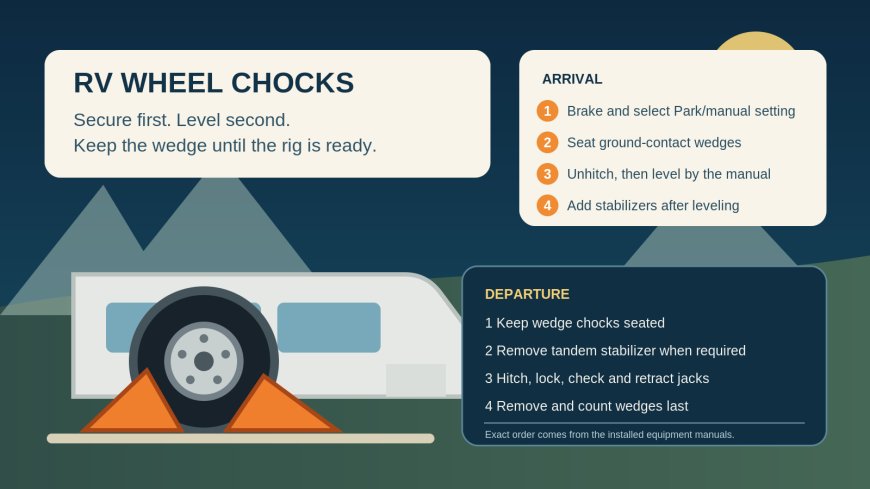 RV wheel chocks: the setup and departure order that prevents rollaway