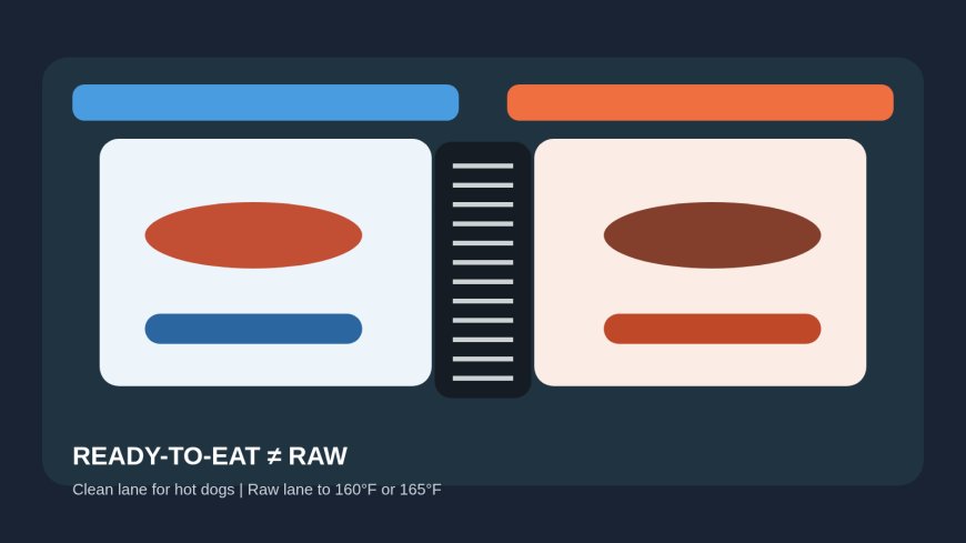 One grill, two rules: hot dogs and raw sausage at camp