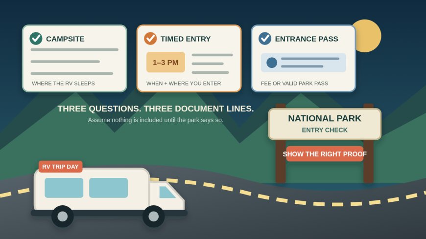A campground reservation is not a timed-entry reservation: the RV trip checklist