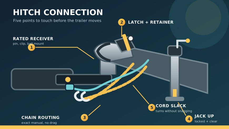 RV trailer hitch, coupler, and safety-chain pretrip check