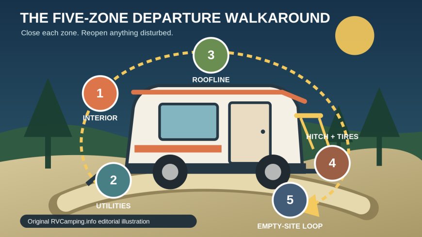 The five-zone RV campsite departure walkaround