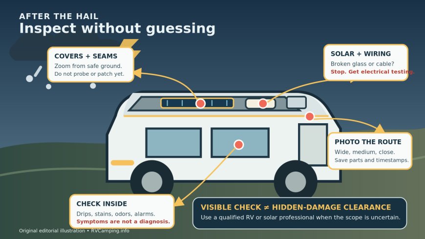 After hail hits your RV: inspect, document, then escalate
