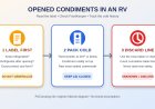 Which opened condiments need refrigeration in an RV?