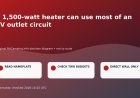 A 1,500-watt heater can use most of an RV outlet circuit