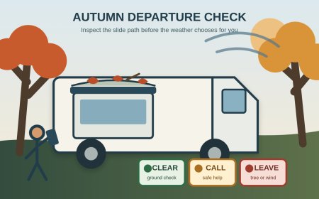 Autumn leaf-drop RV departure plan: clear, inspect, or leave