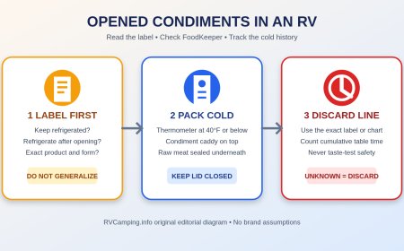 Which opened condiments need refrigeration in an RV?