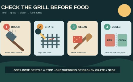 Inspect and clean a campsite grill without leaving wire bristles