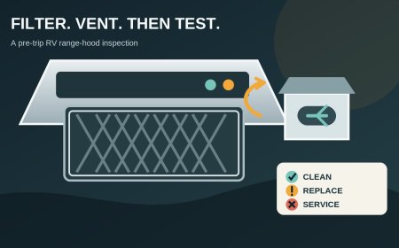RV range-hood filter and vent check before a trip