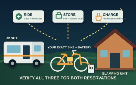 Bringing e-bikes to an RV-and-glamping stay? Book the charging plan first