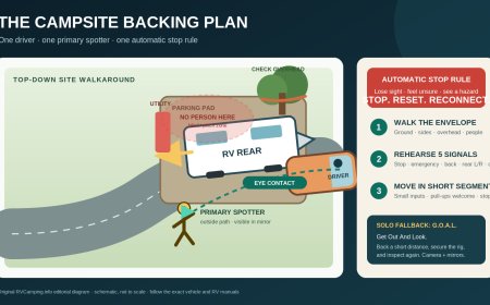 Backing an RV into a campsite: a spotter plan that stops confusion before it starts