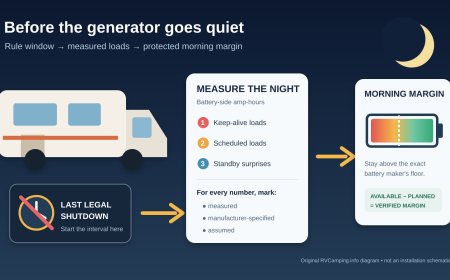 Generator quiet hours are not an energy plan: budget RV battery use before a no-generator night