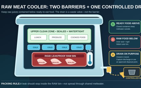 Raw meat in the campsite cooler: build a leak path that stops at the bin