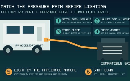 RV propane quick-connect grill setup: match the pressure path before lighting