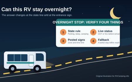 Can an RV stay overnight at a highway rest area? Build a state-by-state verification plan