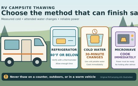 Thawing frozen meat during an RV trip: fridge, cold water, or microwave?