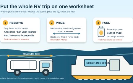 Taking an RV on Washington State Ferries: the booking, fare and propane worksheet