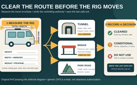 The RV route-clearance call sheet: verify tunnels, bridges, and park roads before you leave