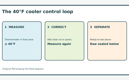 Keep RV cooler food at 40°F or below: a thermometer-led camp routine