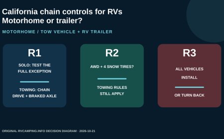 California chain controls for RVs: the motorhome-or-trailer decision guide