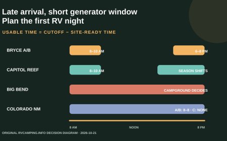 Late arrival, short generator window: plan the first RV night before booking