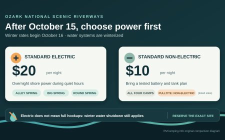 Ozark winter RV camping after October 15: is electric worth $10 more?