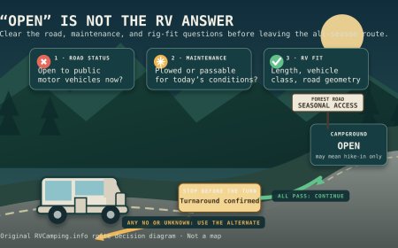 Campground open, access road closed: make the RV decision before the turn