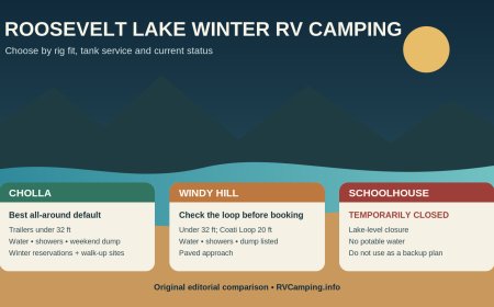 Roosevelt Lake winter RV campgrounds: Cholla, Windy Hill, or closed Schoolhouse?