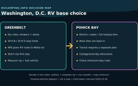 Greenbelt or Pohick Bay: choose the Washington, D.C. RV base by utilities and Metro plan