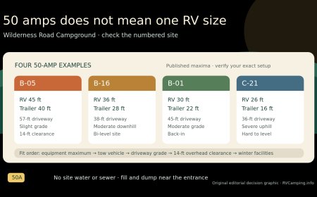 Wilderness Road RV sites: why 50 amps does not guarantee rig fit