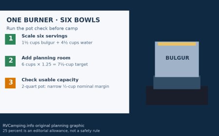 One burner, six bowls: size a bulgur dinner before camp