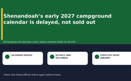Shenandoah’s early 2027 campground calendar is delayed, not sold out