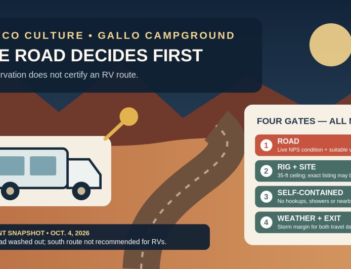 Gallo Campground RV Guide: When Chaco’s Road Decides