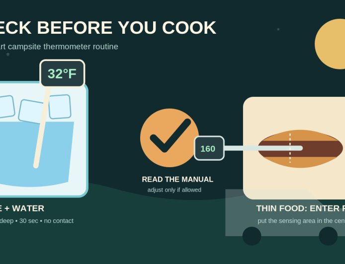 Check your food thermometer before campsite cooking