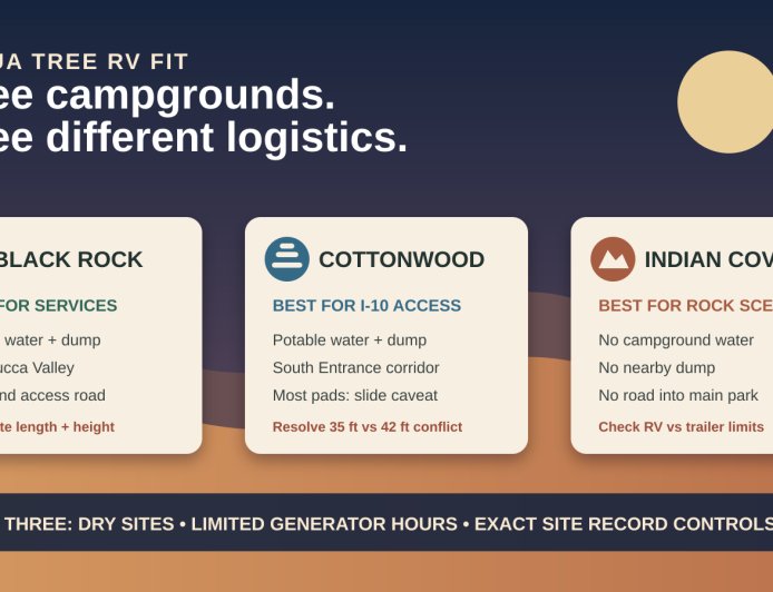 Black Rock vs. Cottonwood vs. Indian Cove: the RV-fit comparison
