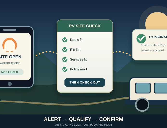 The Alert Is Not the Campsite: An RV Cancellation-Booking Plan