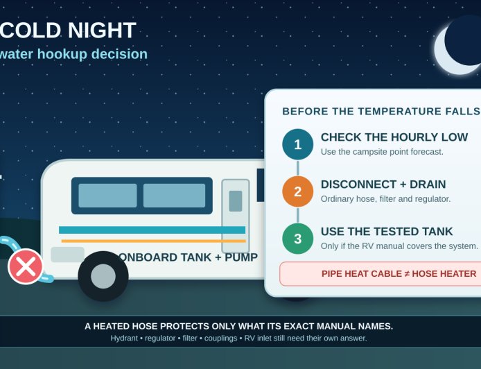 One cold campground night: disconnect the RV water hookup or leave it on?