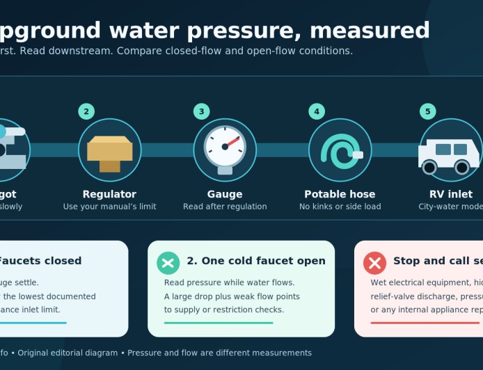 RV campground water pressure: a regulator-and-gauge workflow that finds the real problem