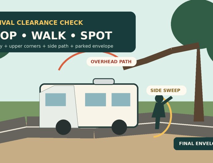 Before You Enter a Wooded Campsite: Walk the RV’s Overhead and Side Clearance