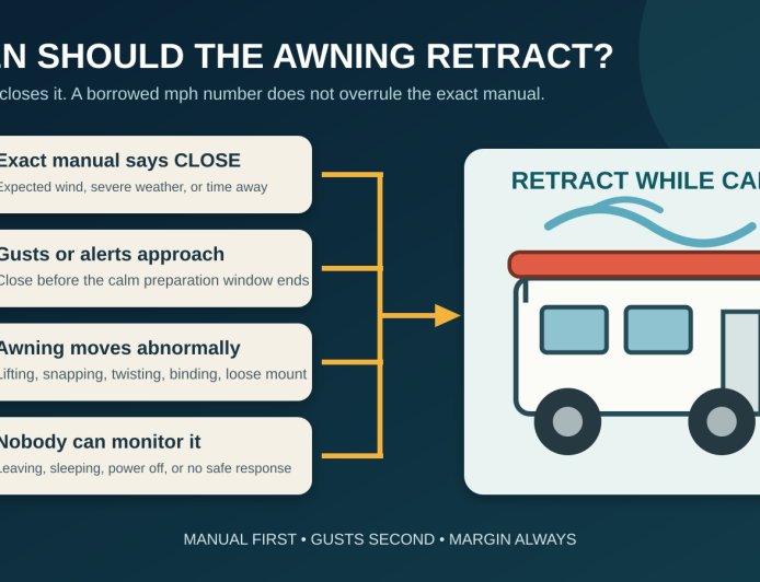 RV awning wind safety: a decision rule for when to retract