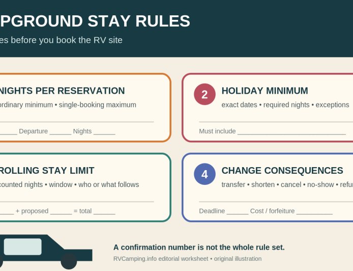 Campground stay rules: a four-part RV reservation worksheet