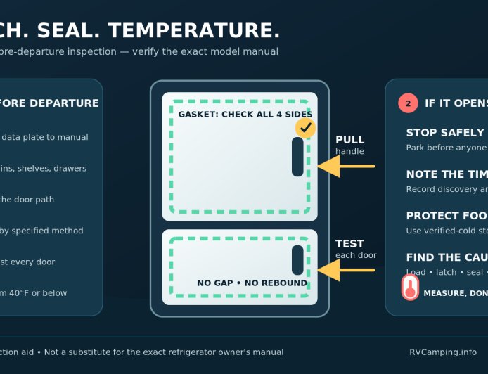 Before the RV rolls: check the refrigerator latch and door seal