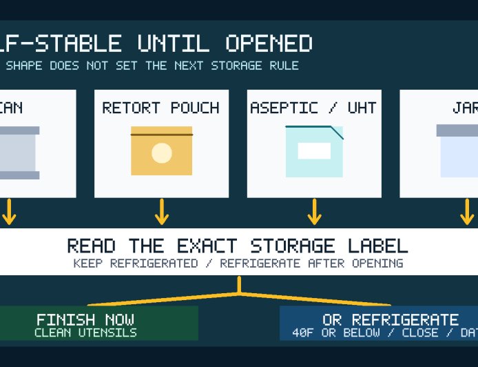 Shelf-stable until opened: read the package before it enters the RV fridge
