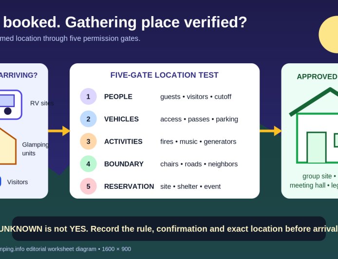 Where can everyone meet? A mixed RV-and-glamping gathering worksheet