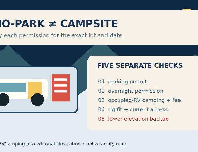 A Sno-Park permit is not an overnight RV reservation