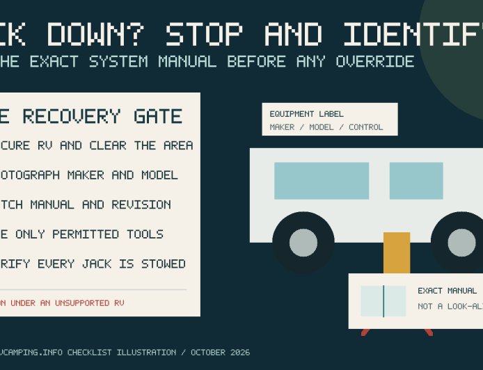 A leveling jack will not retract: identify the system before touching an override