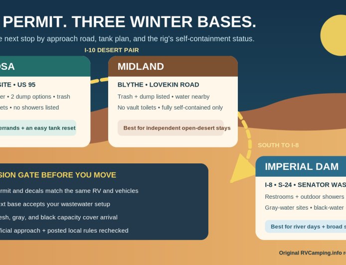 One BLM LTVA Permit, Three Winter Bases: La Posa, Imperial Dam, and Midland